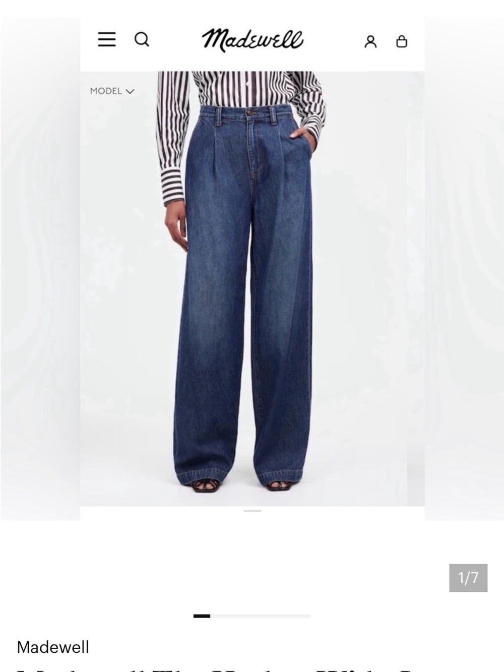 Madewell Wide-Leg High-Rise Jeans in Dark Blue